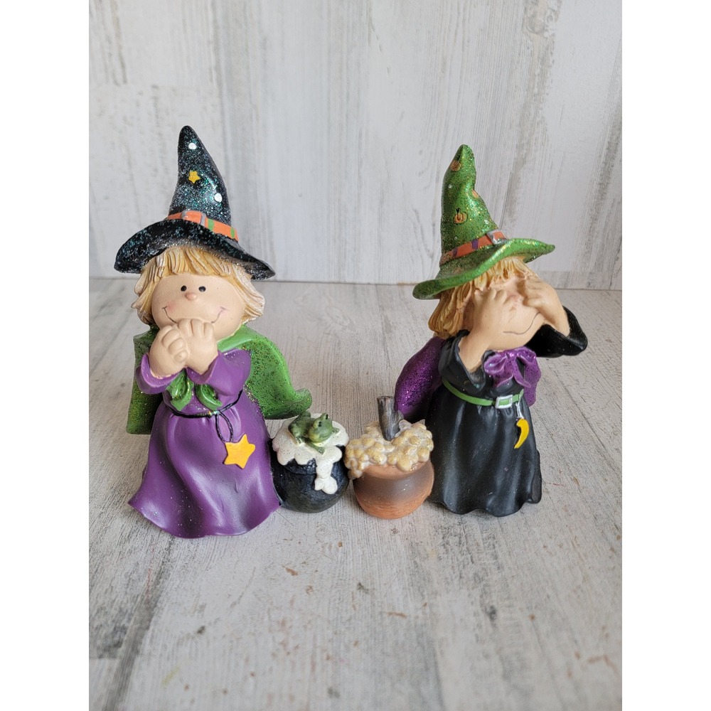 funny glitter witch‎ set girl pot cauldron Halloween home decor figure star